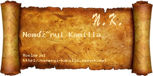 Neményi Kamilla névjegykártya